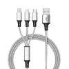 Customized LOGO for one drag three data cable, nylon braided usb three-in-one fast charging car mobile phone charging cable Item Picture
